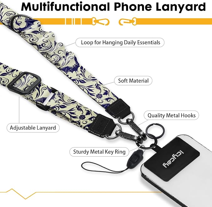 Icycay Phone Lanyard Crossbody, Gothic Bat Cell Phone Strap - Image 3