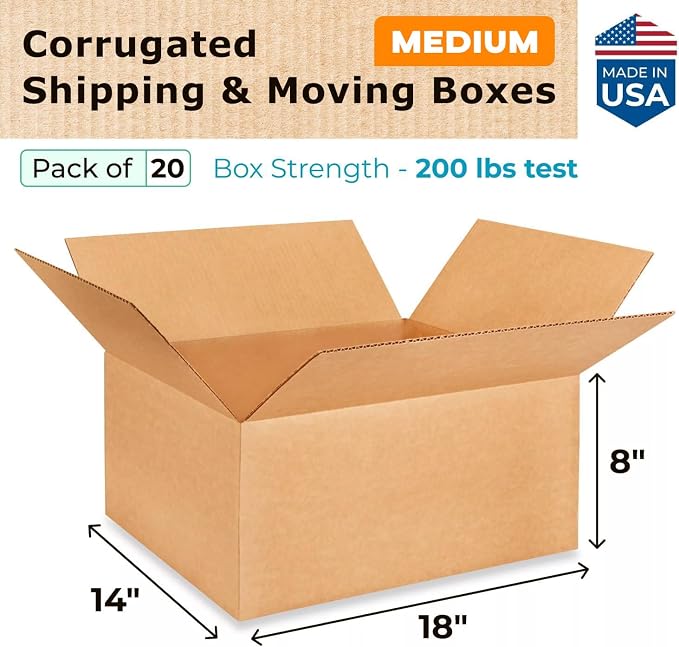 Medium Shipping & Moving Boxes 18"L x 14"W x 8"H - Image 2