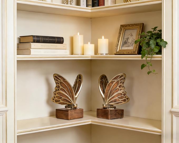 Vintage Brown Butterfly Bookends, Resin Book Ends - Image 9