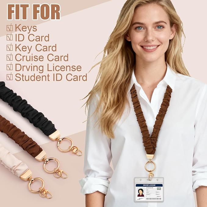 Scrunchie Lanyards for ID Badges, Stretchy Lanyard for Women - Image 5