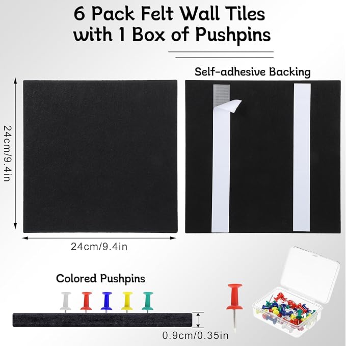Large Cork Board 28" x 19", 6 Pack Felt Bulletin Board - Image 3
