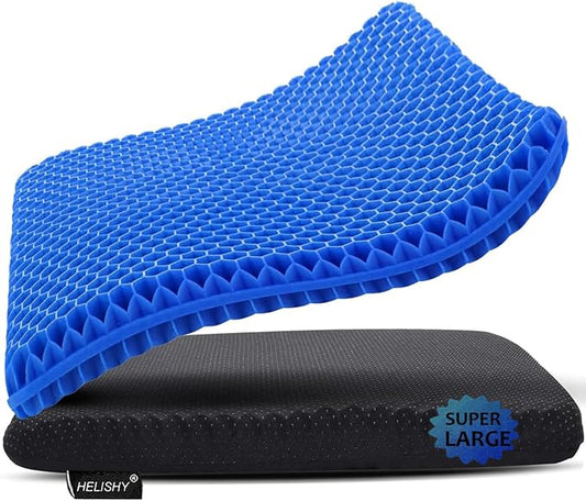 Super Large Gel Seat Cushion for Long Sitting Pressure Pain Relief | 19x19inch by Helishy