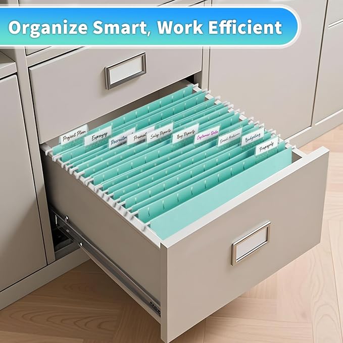 25-Pack Hanging File Folders, Letter Size, Includes 35 Transparent Label Cards - Image 5