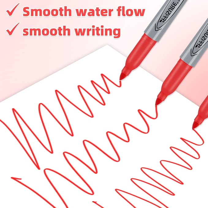 Red Permanent Marker, Fine Point Markers Quick Drying, Fade Resistant, No Smear - Image 5