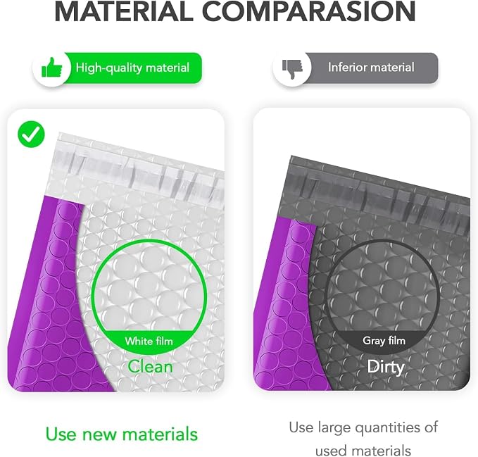 Fuxury Bubble Mailers 6x10" 600 Pack Purple Padded Envelopes Usable Size 6x9" - Image 3