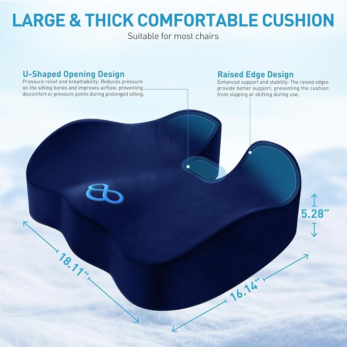 BlissTrends Seat Cushion, 5.2in Thick Memory Foam Cushions - Image 2