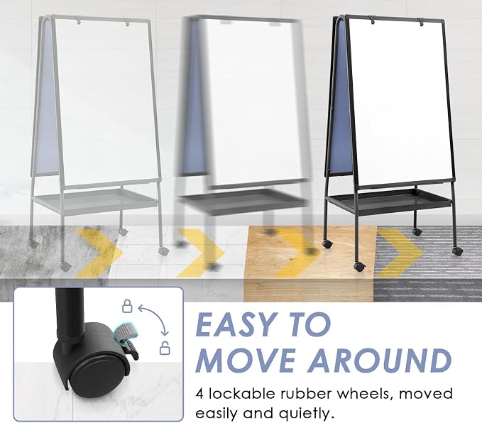 MAKELLO Rolling Whiteboard on Wheels 36x24 in, Double Sided Mobile White Board - Image 5