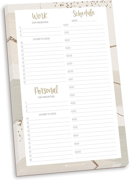 bloom daily planners Timed Work & Personal To Do List Planning Pad by bloomdailyplanners