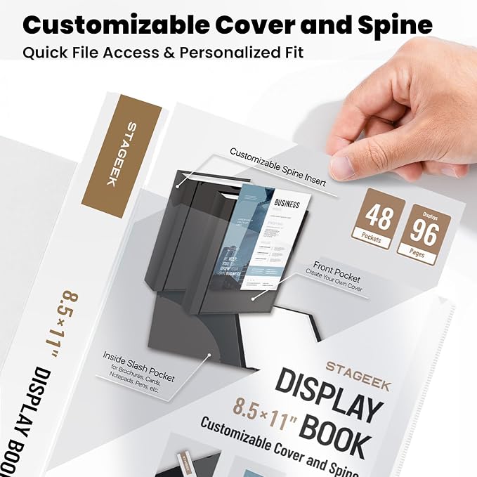 STAGEEK 48-Pocket Portfolio Binder Display 96 Pages, 8.5x11 Binder - Image 3