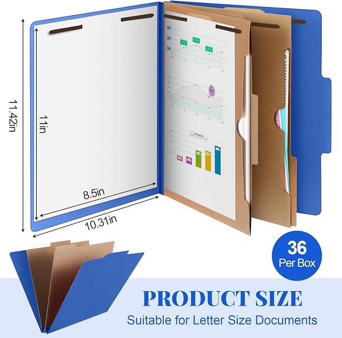 Skyygemm 36 Pcs Classification Folders Letter Size, 2 Pocket Dividers - Image 2