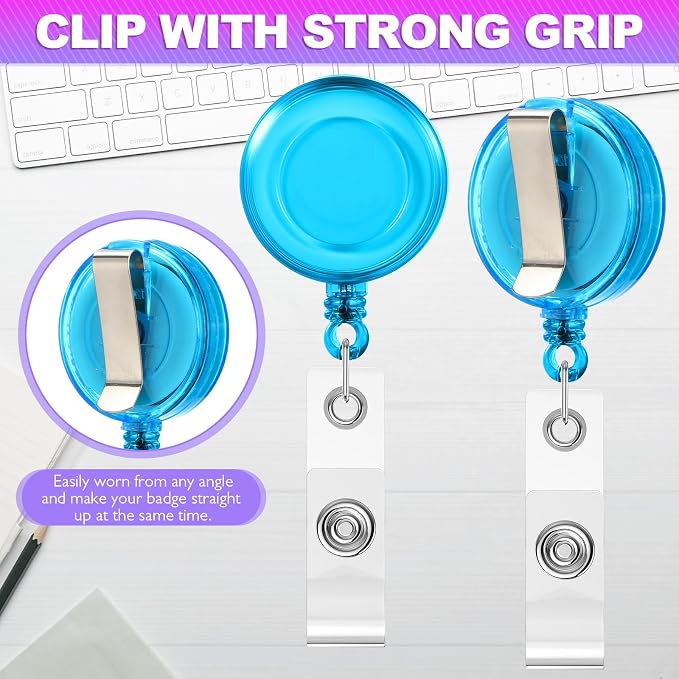Harloon 150 Pcs Retractable Badge Reel Teacher Clips Holder Mixed Solid Color - Image 3