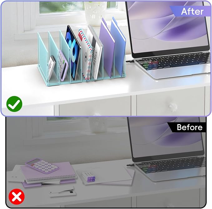 File Organizer for Desk, 7-Section Vertical File Sorter, Paper Holder Organizer - Image 7