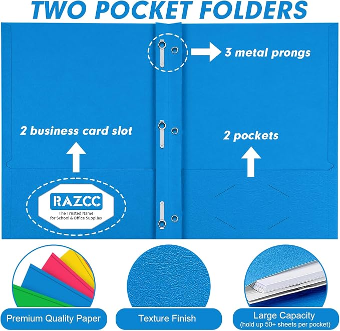 Two Pocket Folders, RAZCC 50 Pack Two Pocket Folders - Image 3