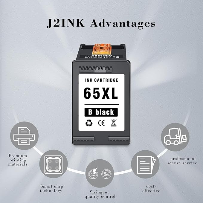 Printer Ink 65 XL Black Ink Cartridge Replacement for HP Ink 65 for HP 65XL HP65XL HP65 Black Ink Cartridge HP65XL for 5000 5055 5052 5014 5010 5070 3755 3700 3772 3752 2622 2652 2655 2600 2640-DeskLoop Office