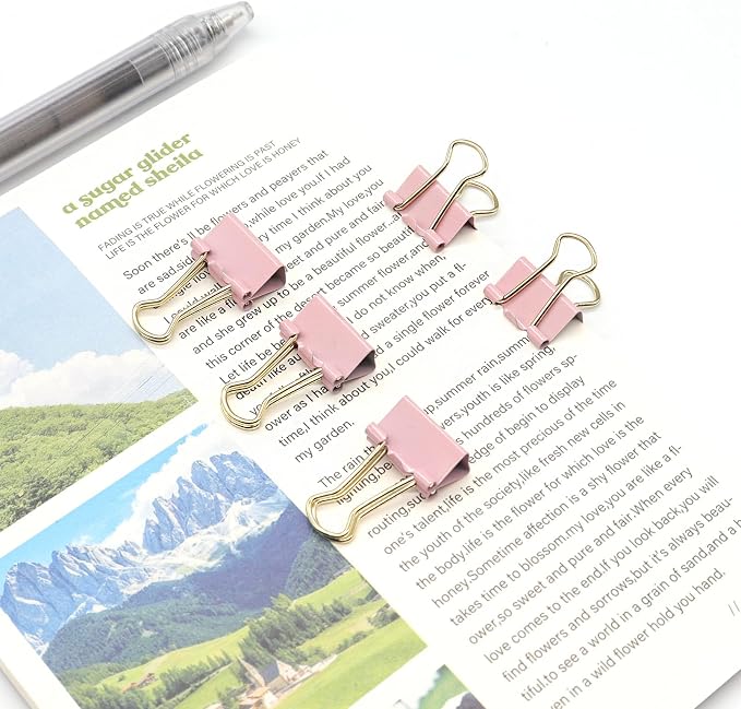 YCVIORING Mini Binder Clips, 100 Pack, Light Pink, Tempered Steel, Modern Style - Image 4