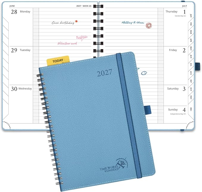 POPRUN 2027 Planner, 6.75" x 8.75" Weekly Calendar Book, Daily Appiontment Book by POPRUN