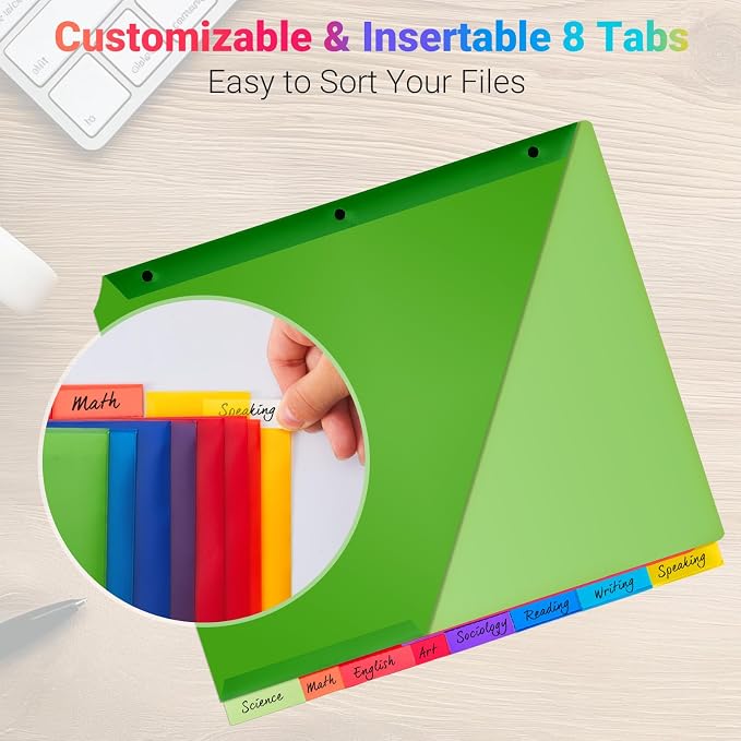 8-Tab Dividers for 3-Ring Binders, Insertable 8 Tabs Binder Divider for - Image 3