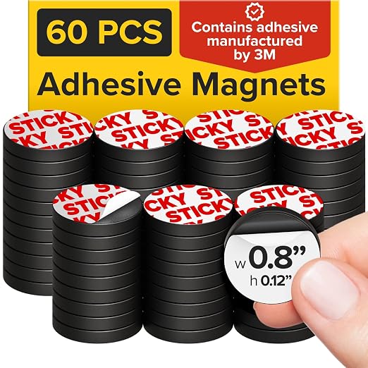 Peel-&-Stick Flexible Adhesive Magnets – 60 pcs Magnetic Dots by X-betMAGNET