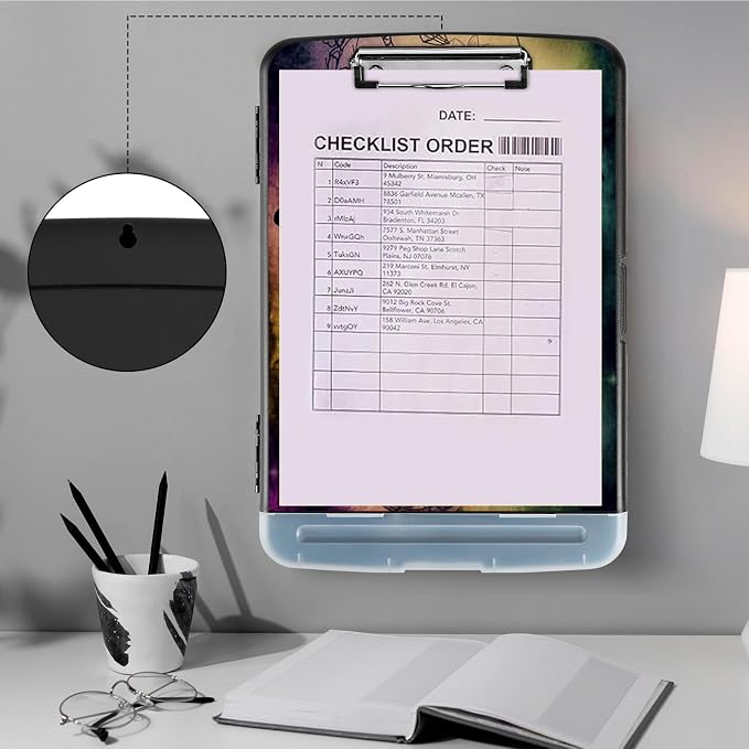 Clipboard with Storage, Heavy Duty Plastic Storage Clipboard with Low Profile - Image 4