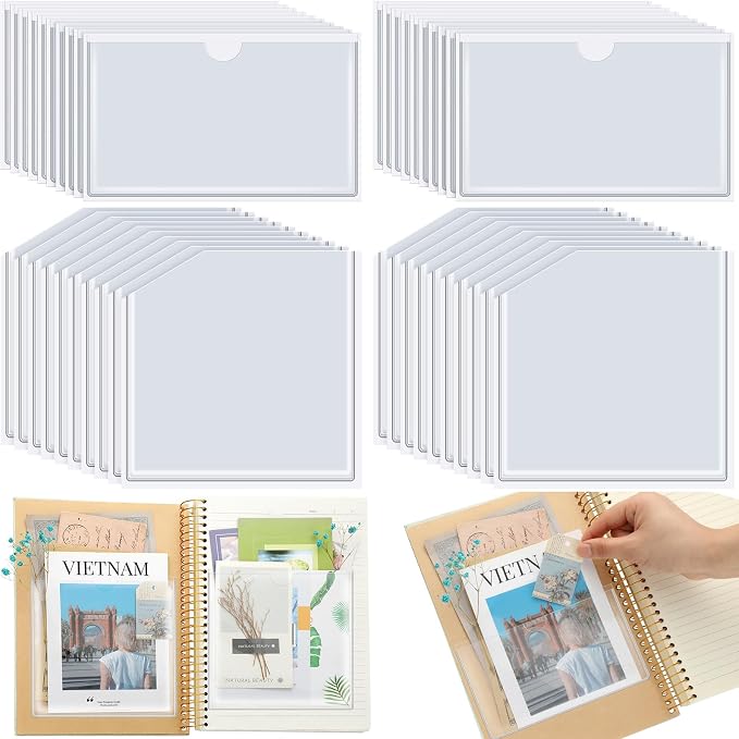 Junkin 40 Pcs Adhesive Pockets for Planners Index Card Pockets Planner by Junkin
