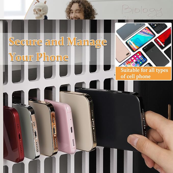 Cell Phone Holder Classroom 33 Slots Wooden Cell Phone Storage Cabinet Pocket - Image 5