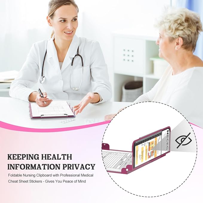 Nursing Clipboard Foldable, 4-Layer Aluminum, Pocket Size, Wine | Medical Cheat - Image 7