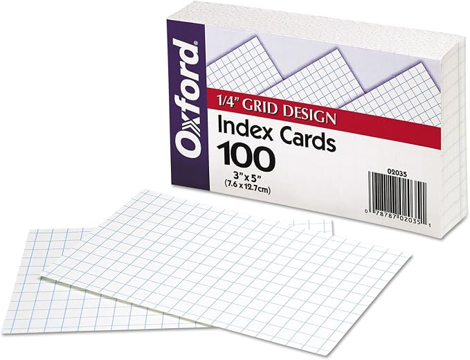 Oxford Grid Design Index Cards, 3 x 5 Inches, 100 per pack - Image 2
