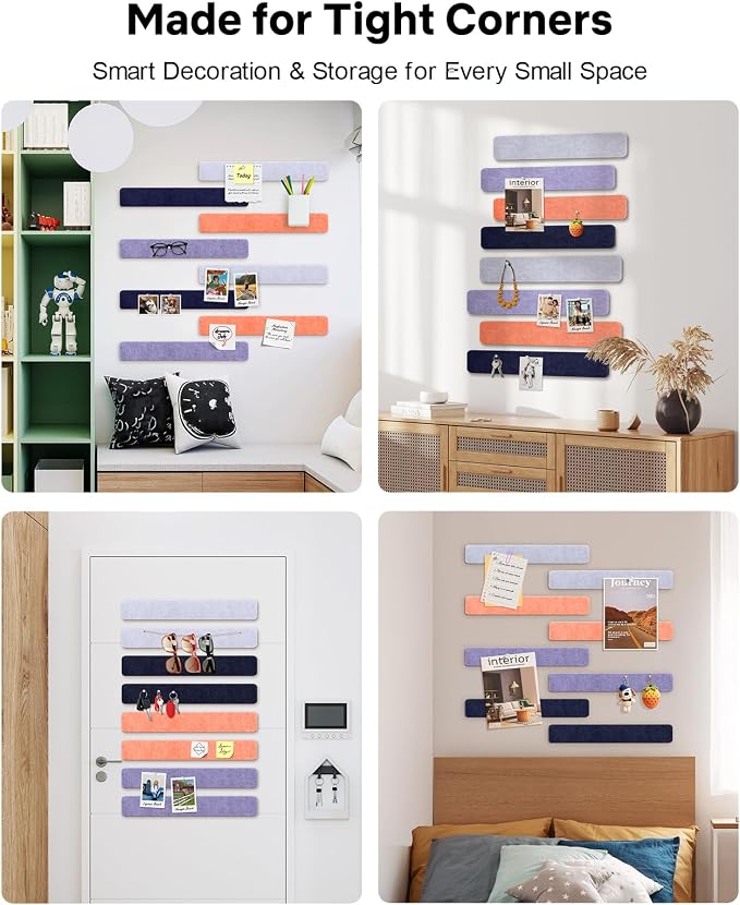 Small Cork Bulletin Board Tiles, Felt Wall Decor and Office Desk Accessories - Image 7