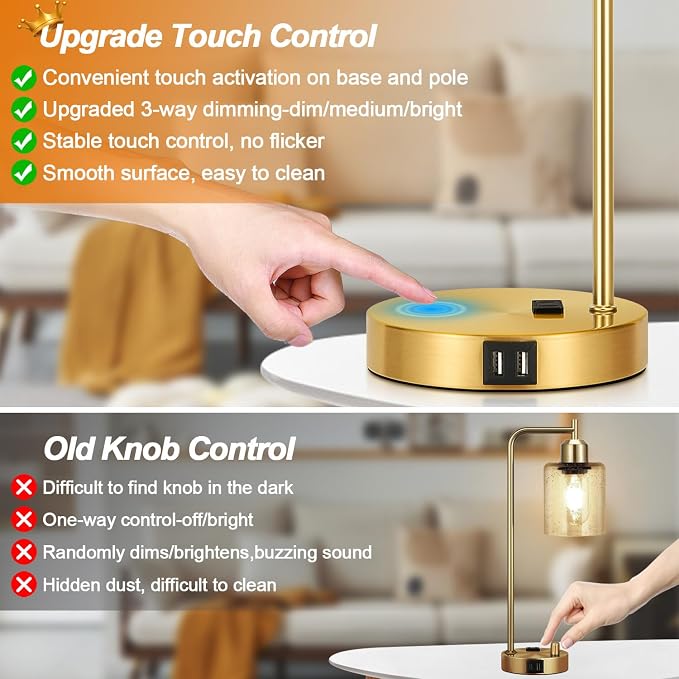 Set of 2 Industrial Touch Control Table Lamps - Image 3