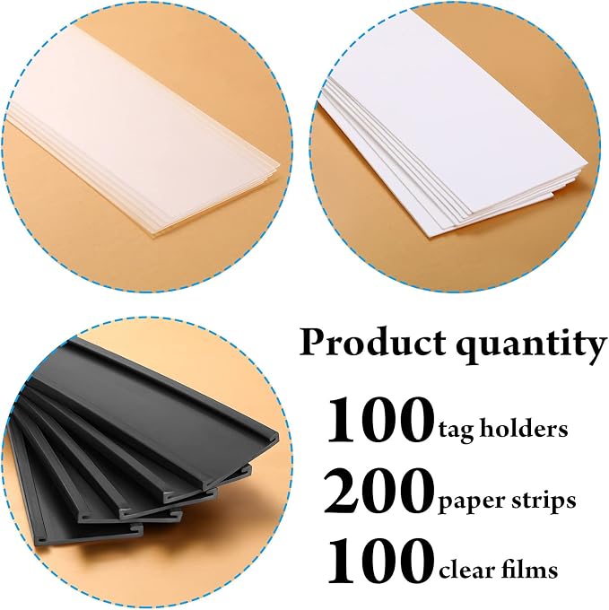Outus 100 Pack Magnetic 'c' Channel Label Holders 3" x 1" Magnetic Labels Shelf - Image 3