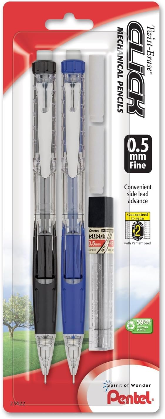 Pentel Twist-Erase Click Mechanical Pencil, 2 Eraser Refills and Lead, Color by PentelofAmerica