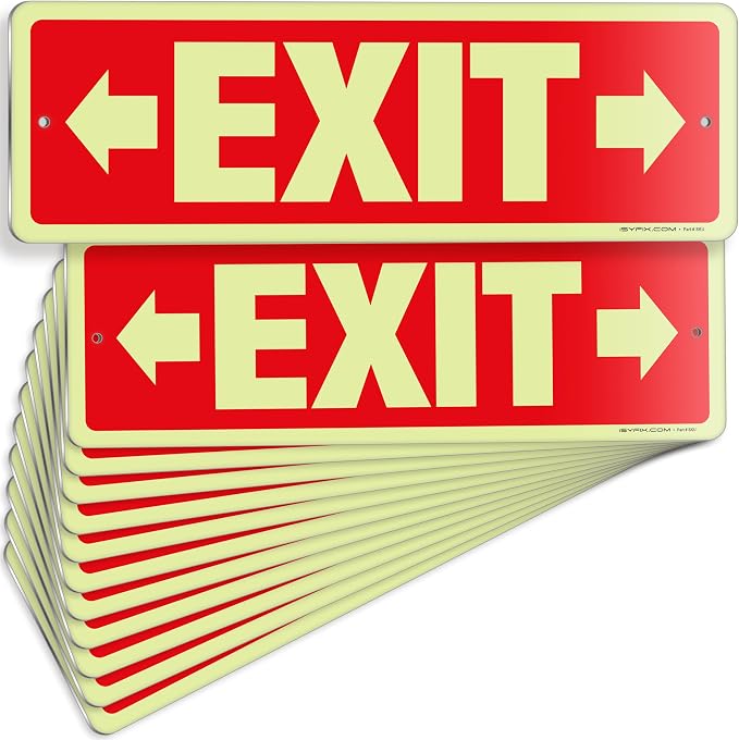 iSYFIX Exit Signs with Directional Right & Left Arrow, Glow in the Dark by iSYFIXPREMIUMSIGNS