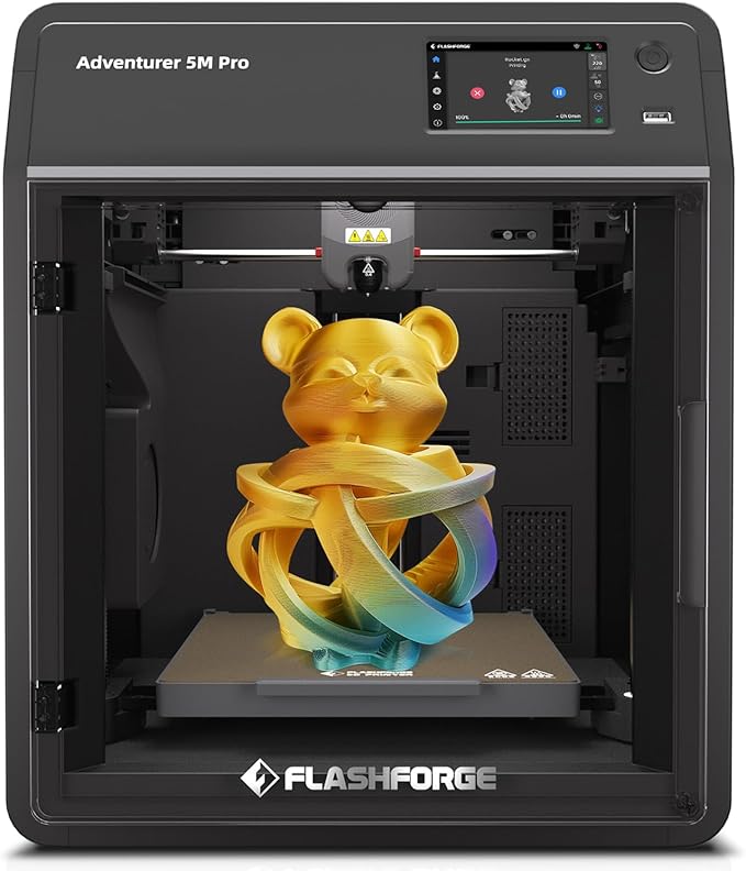 FLASHFORGE Adventurer 5M Pro 3D Printer, One-Click Auto-Printing Max 600mm/s High-Speed with 0.4/0.6mm Nozzle Bundle, CoreXY Structure & Silent Printing, Remote APP Control & Camera Surveillance-DeskLoop Office