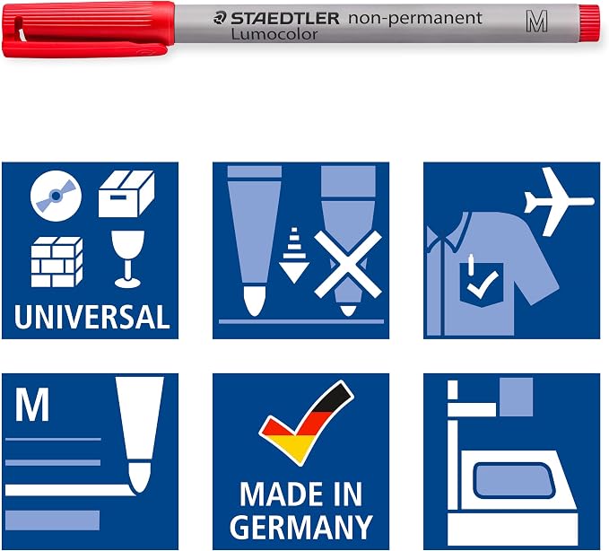 Staedtler Lumograph Non-Permanent, Wet Erase Marker Pens, Medium Tip Refillable - Image 6