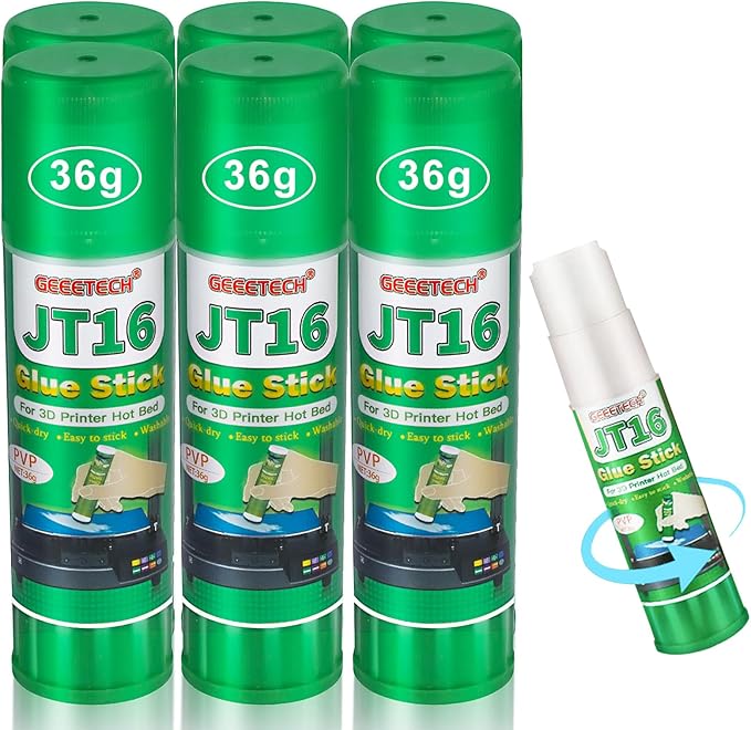 3D Printer Glue Sticks, 36 Grams Each PVP Solid Glue Sticks for Hot Bed Plate, Washable, Non-Toxic, Reduce Warping for PLA, ABS, PETG, HIPS, TPU Filament on PEI, Glass, Aluminum, Buildtak Board, 6Pcs-DeskLoop Office