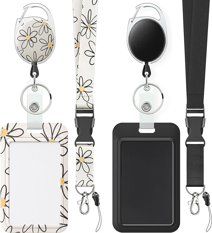 Uniclife 2 Pack Floral Sliding Badge Holder Flower Plastic Case by UnicLife
