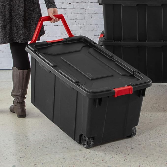 Sterilite 8-Pack Industrial Tote, Heavy-Duty Storage Bins w/Lids and Wheels - Image 5
