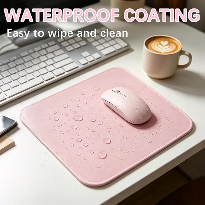 2 PCS Pink Mouse pad Bulk with Stitched Edge, 10.2x8.3inches 3mm Thickness - Image 4