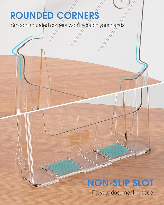 KTRIO Acrylic Brochure Holder 8.5 x 11, 4 Pack Literature Display Stand | - Image 3