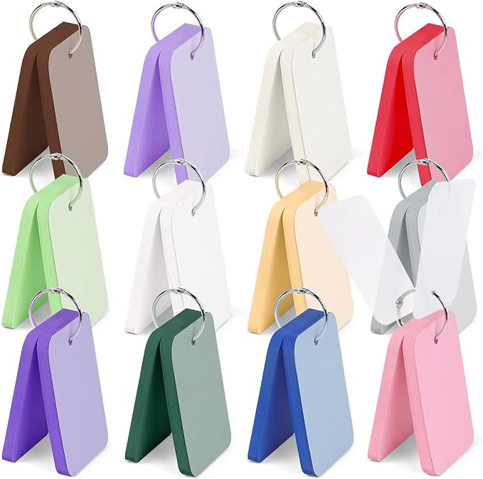 Koogel 600PCS Index Cards with Rings and Covers, 2.2x3.5 Inch Colored Flash by KOOGEL