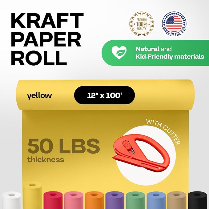 Yellow Kraft Paper Roll 12" x 1200" - Image 2