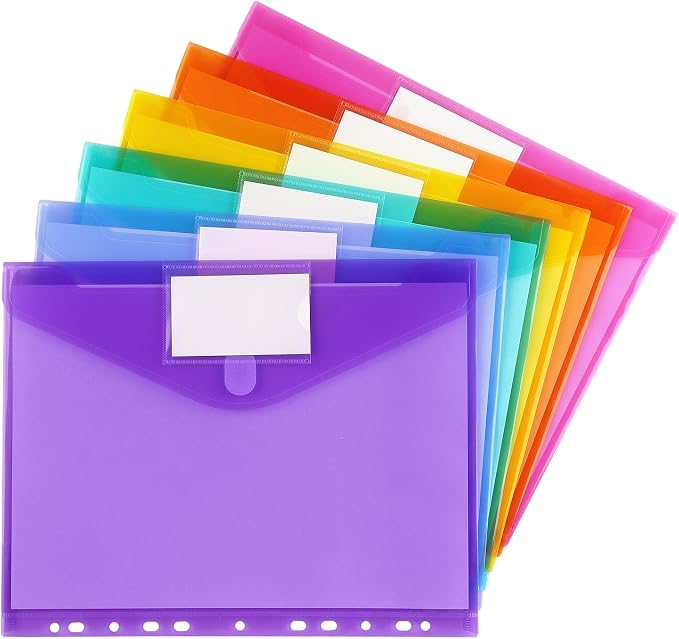 Tamaki 6 Pack Binder Pocket Folders, Letter Size, 11 Holes, Colorful | Binder by Tamaki