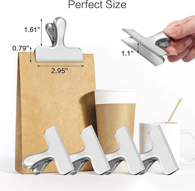 24 Pack Bag Clips, Heavy Duty Chip Clips, Stainless Steel Chip Bag Clip - Image 2