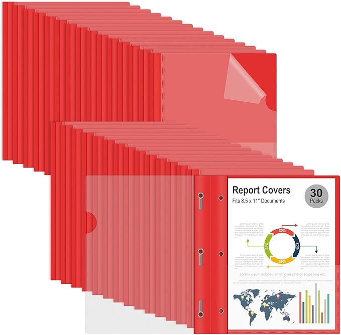 Ndsox 30 Packs Clear Front Report Covers by NDSOX