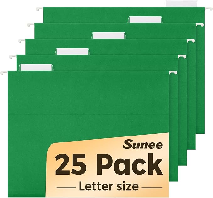 SUNEE Hanging File Folders, 25 Pack Letter Size Hanging File Folders by SUNEE