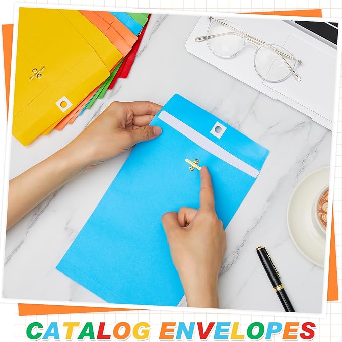 Geyee 20 Pcs Clasp Manilla Envelopes 6 x 9 Inch Gummed Colored Envelopes - Image 4