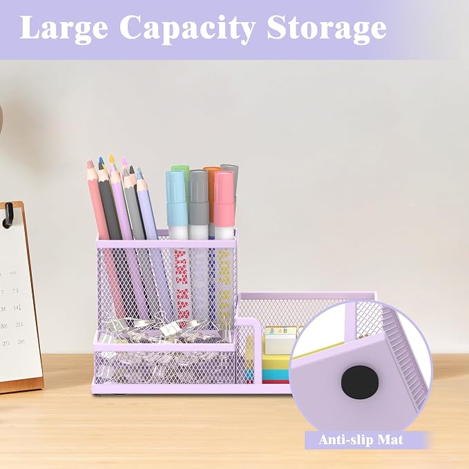 SUPEASY Mesh Pen Holder Desk Organizer, Office Supplies Pencil Storage - Image 2