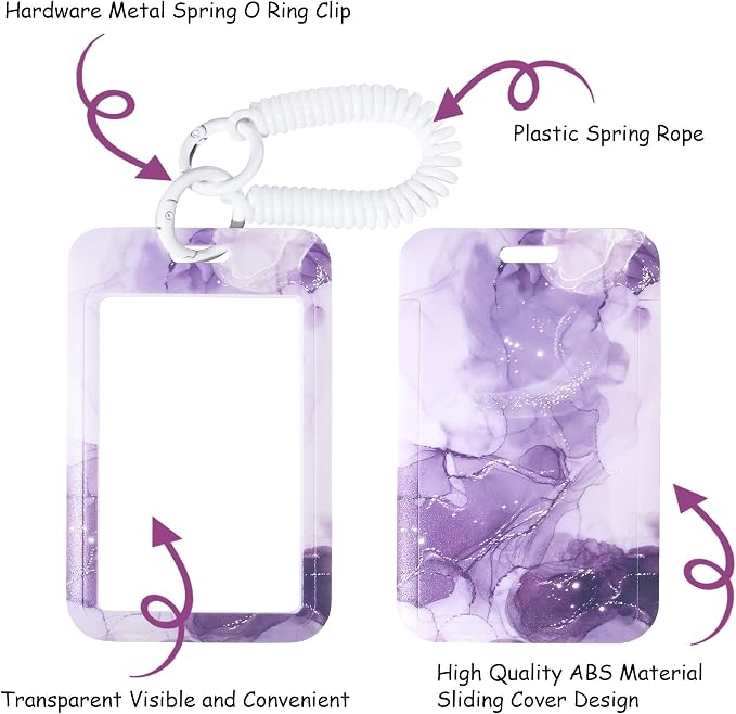 ID Badge Holder with Keychain, Spring Rope, and Metal Ring – Slide-Open Plastic - Image 5