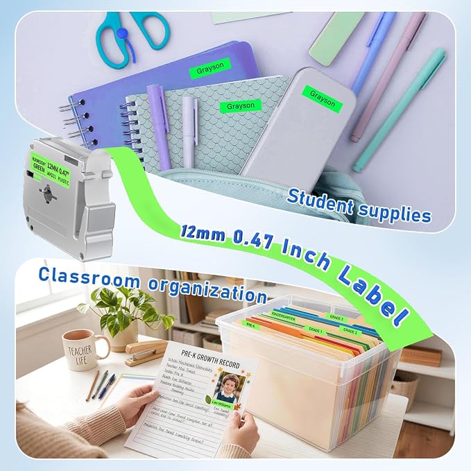 Compatible with Brother P Touch M Tape Green 12mm 0.47 | M-KD31 Fluorescent - Image 6