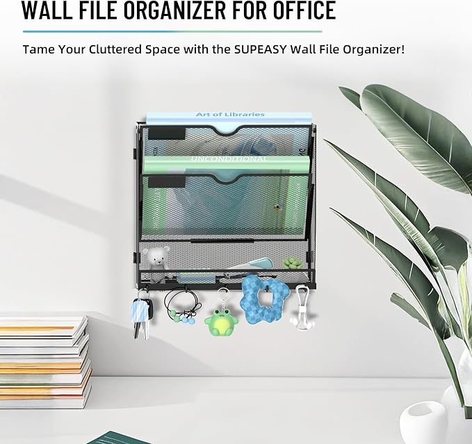 SUPEASY Wall File Organizer, 3 Tier Hanging File Organizer - Image 4